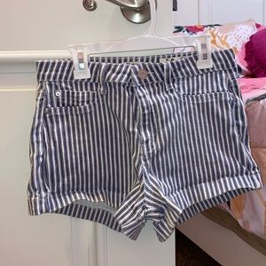 Indigo Rein blue & white pinstripe shorts